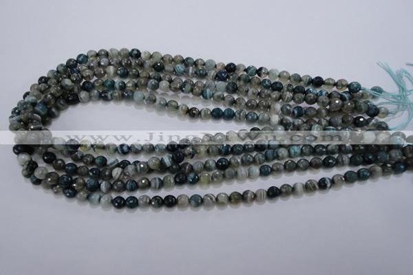 CAG1635 15.5 inches 6mm faceted round blue agate gemstone beads
