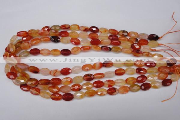CAG1678 15.5 inches 8*12mm faceted oval red agate gemstone beads