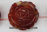 CAG1682 15.5 inches 38mm carved flower red agate gemstone beads