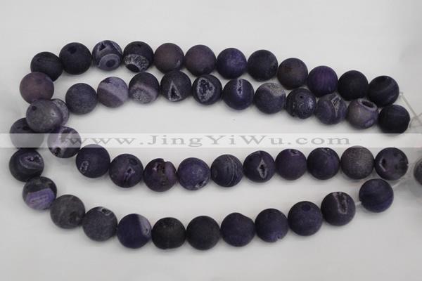 CAG1853 15.5 inches 16mm round matte druzy agate beads whholesale