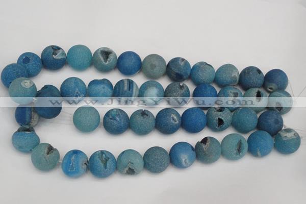 CAG1858 15.5 inches 18mm round matte druzy agate beads whholesale