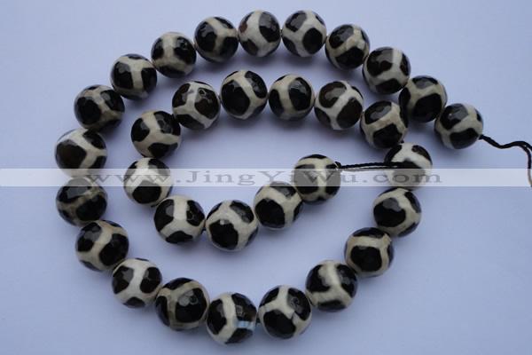 CAG1871 15.5 inches 8mm faceted round tibetan agate beads wholesale