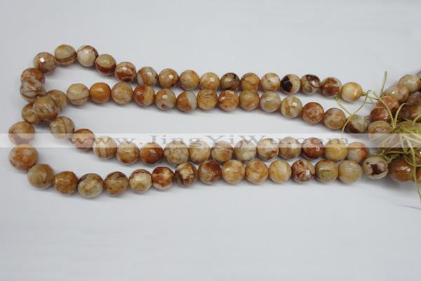 CAG1888 15.5 inches 12mm faceted round lemon crazy lace agate beads