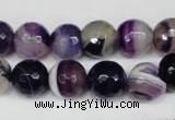 CAG2097 15.5 inches 12mm faceted round purple line agate beads