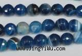 CAG2104 15.5 inches 8mm faceted round blue line agate beads