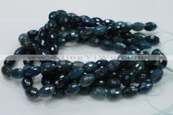 CAG219 15.5 inches 13*18mm faceted rice blue agate gemstone beads
