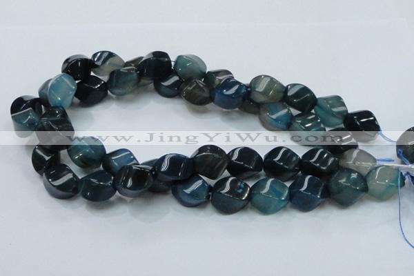 CAG220 15.5 inches 13*18mm twisted blue agate gemstone beads