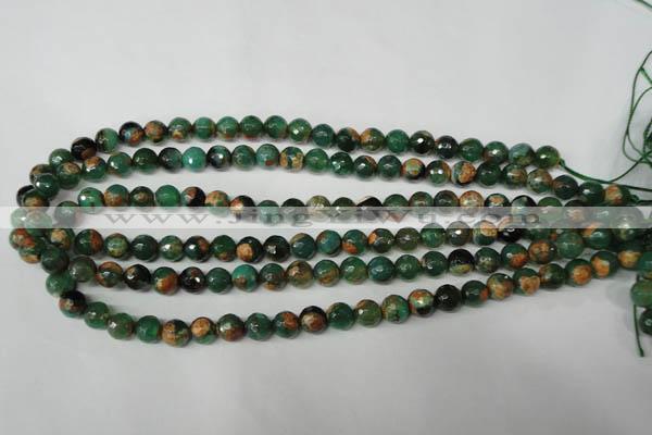 CAG2222 15.5 inches 8mm faceted round fire crackle agate beads