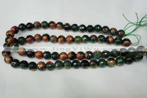 CAG2224 15.5 inches 12mm faceted round fire crackle agate beads