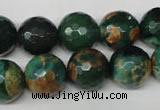 CAG2225 15.5 inches 14mm faceted round fire crackle agate beads