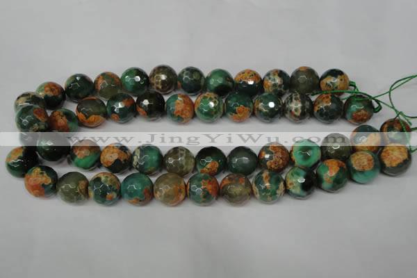 CAG2226 15.5 inches 16mm faceted round fire crackle agate beads