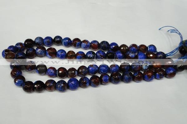 CAG2234 15.5 inches 12mm faceted round fire crackle agate beads