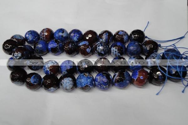 CAG2236 15.5 inches 16mm faceted round fire crackle agate beads