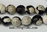 CAG2244 15.5 inches 12mm faceted round fire crackle agate beads