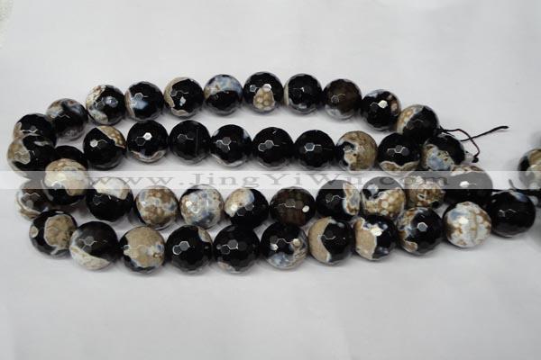CAG2247 15.5 inches 18mm faceted round fire crackle agate beads