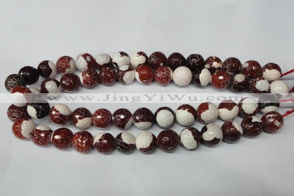 CAG2255 15.5 inches 14mm faceted round fire crackle agate beads