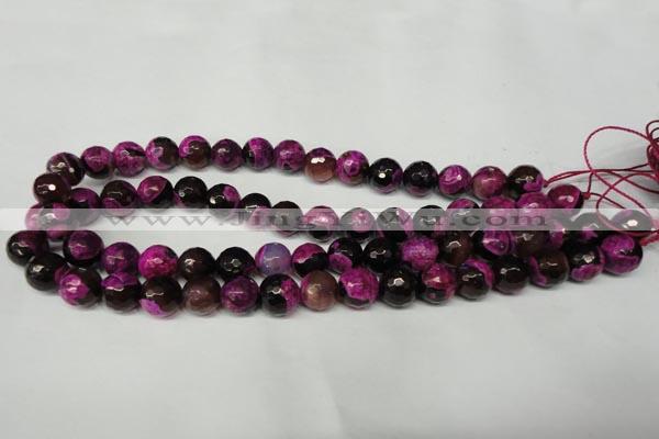 CAG2264 15.5 inches 12mm faceted round fire crackle agate beads