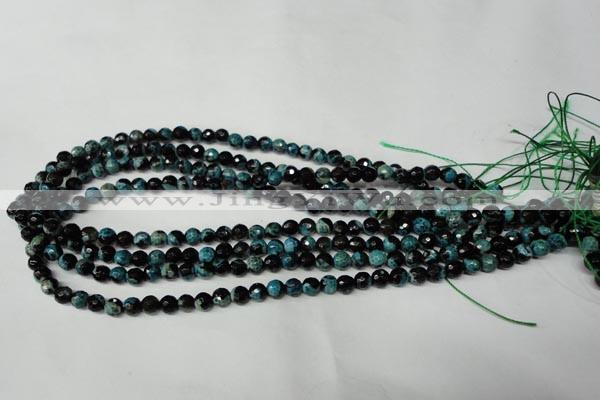 CAG2281 15.5 inches 6mm faceted round fire crackle agate beads