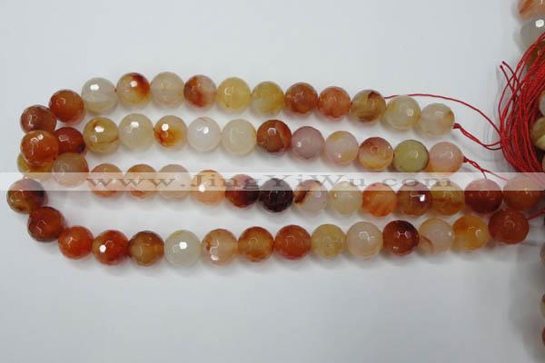 CAG2385 15.5 inches 14mm faceted round red agate beads wholesale