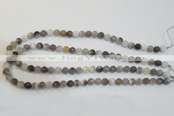 CAG2422 15.5 inches 8mm faceted round Chinese botswana agate beads