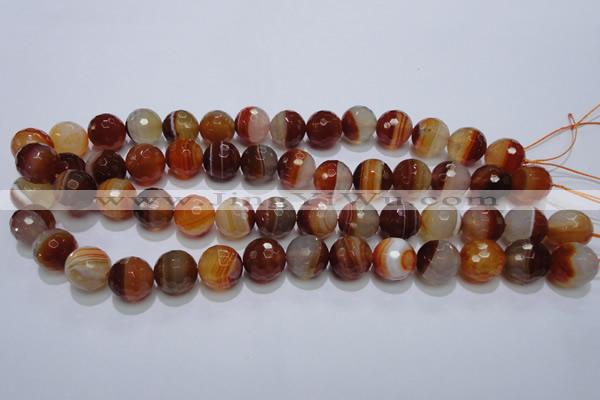 CAG2705 15.5 inches 14mm faceted round red line agate beads
