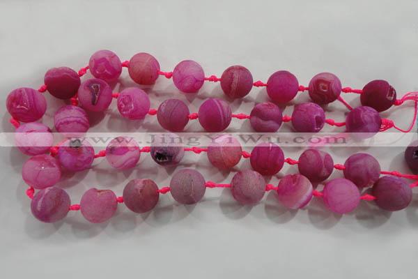 CAG2805 15.5 inches 18mm round matte druzy agate beads whholesale