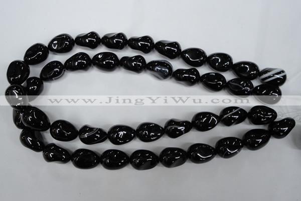 CAG2900 15.5 inches 13*18mm twisted teardrop black line agate beads