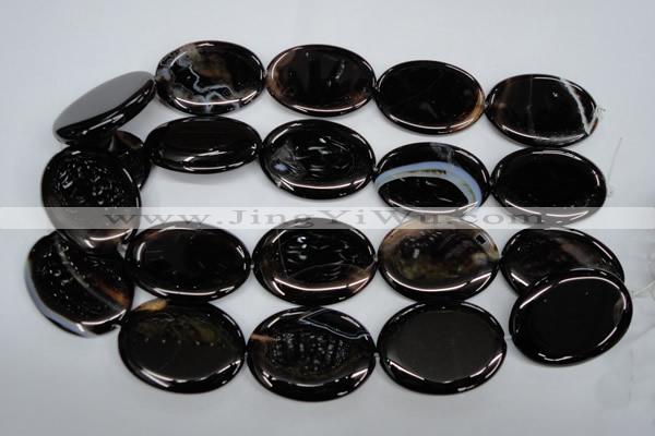 CAG2922 15.5 inches 30*40mm oval black line agate beads