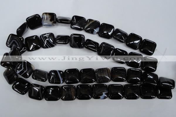 CAG2946 15.5 inches 18*18mm square black line agate beads