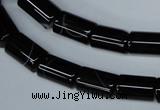 CAG2975 15.5 inches 8*14mm tube black line agate beads