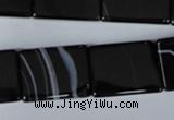 CAG3029 15.5 inches 15*20mm rectangle black line agate beads