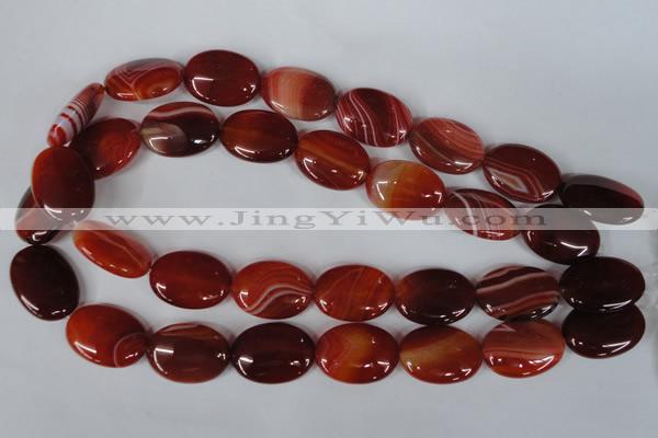 CAG3196 15.5 inches 18*25mm oval red line agate beads