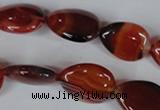 CAG3223 15.5 inches 13*18mm flat teardrop red line agate beads