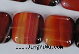 CAG3250 15.5 inches 22*22mm square red line agate beads