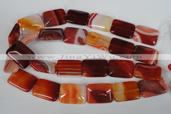 CAG3257 15.5 inches 22*30mm rectangle red line agate beads