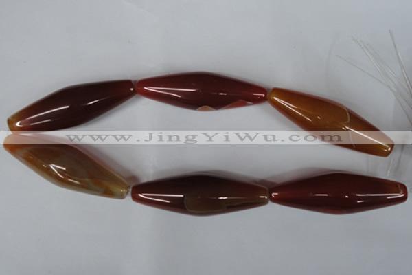 CAG3278 15.5 inches 20*60mm rice red line agate beads