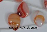 CAG3287 Top-drilled 15*20mm flat teardrop red line agate beads