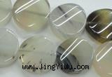 CAG3316 15.5 inches 18mm twisted coin natural grey agate beads
