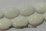 CAG3432 15.5 inches 13*18mm oval white agate gemstone beads