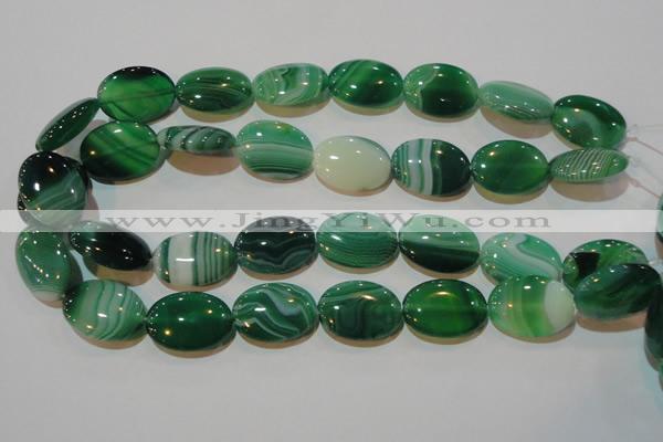 CAG3463 15.5 inches 18*25mm oval green line agate beads