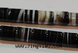 CAG3510 15.5 inches 11*13mm column brown line agate beads