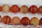 CAG3590 15.5 inches 14mm round red line agate beads wholesale