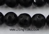 CAG3674 15.5 inches 14mm carved round matte black agate beads