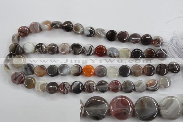 CAG3714 15.5 inches 14mm flat round botswana agate beads wholesale