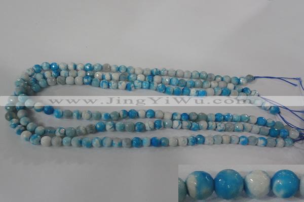 CAG3871 15.5 inches 6mm faceted round fire crackle agate beads