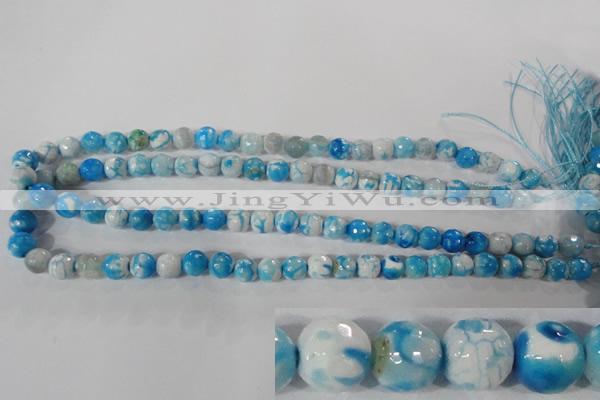 CAG3872 15.5 inches 8mm faceted round fire crackle agate beads