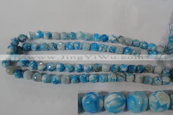 CAG3873 15.5 inches 10mm faceted round fire crackle agate beads