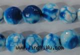 CAG3874 15.5 inches 12mm faceted round fire crackle agate beads