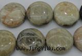 CAG3907 15.5 inches 18mm flat round chrysanthemum agate beads