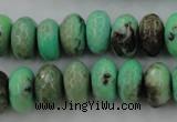 CAG3915 15.5 inches 8*14mm faceted rondelle green grass agate beads